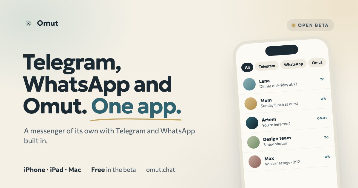 Omut — Telegram, WhatsApp and Omut in one app