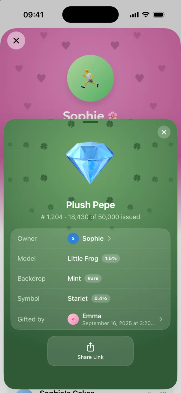 Omut : une carte-cadeau Telegram améliorée avec modèle, arrière-plan et symbole